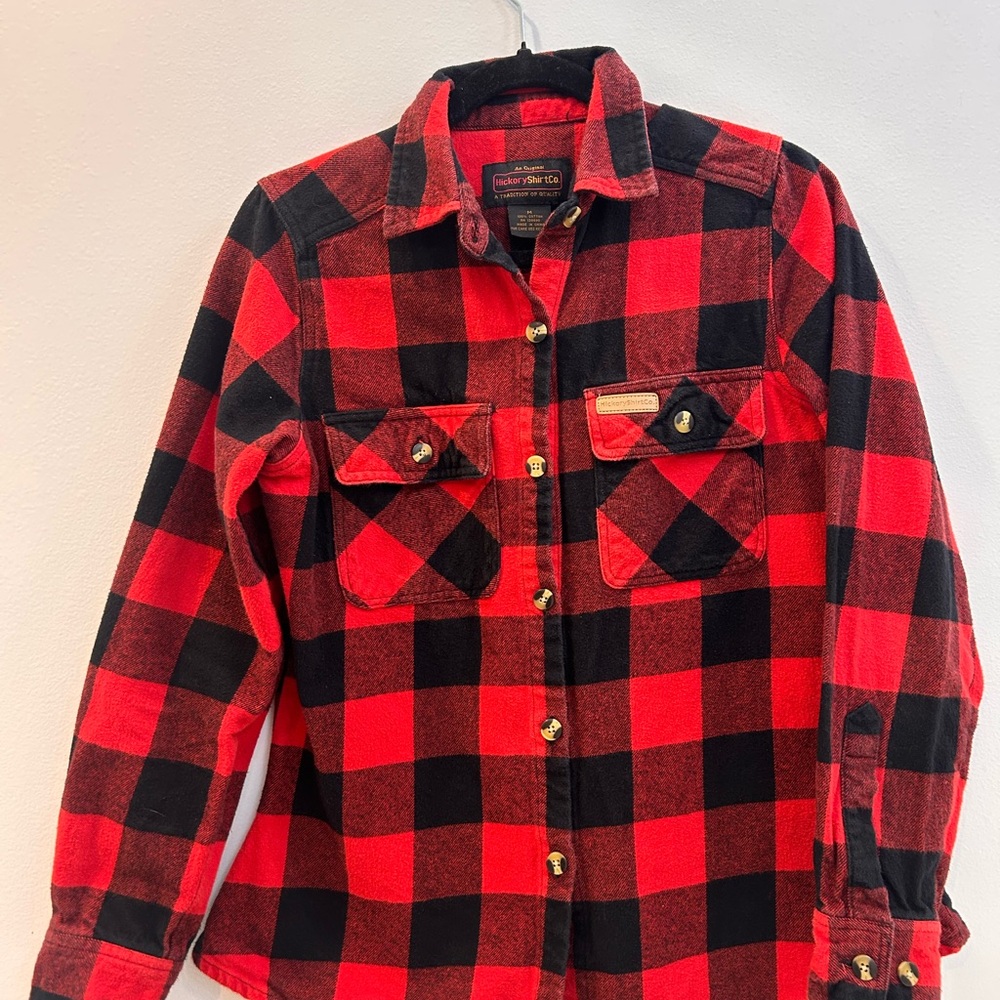 Women's Red and Black Plaid Button Down Shirt